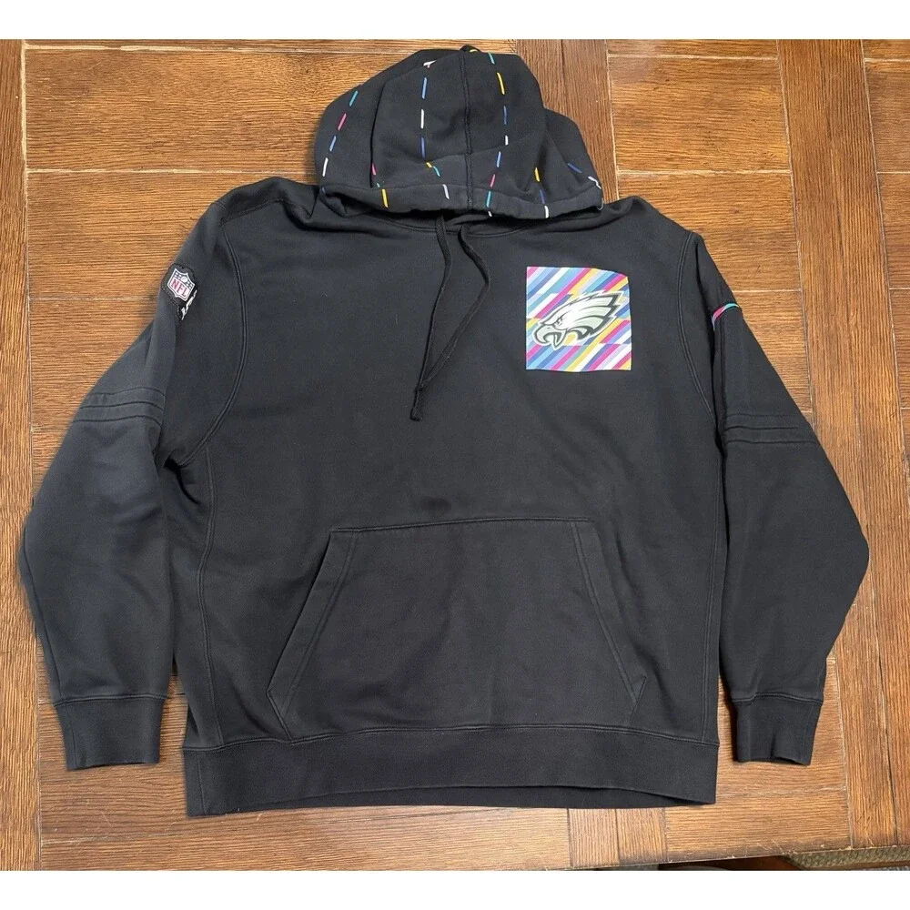 Nike Philadelphia Eagles 2023 Crucial Catch Black Sweatshirt Hoodie Mens XL